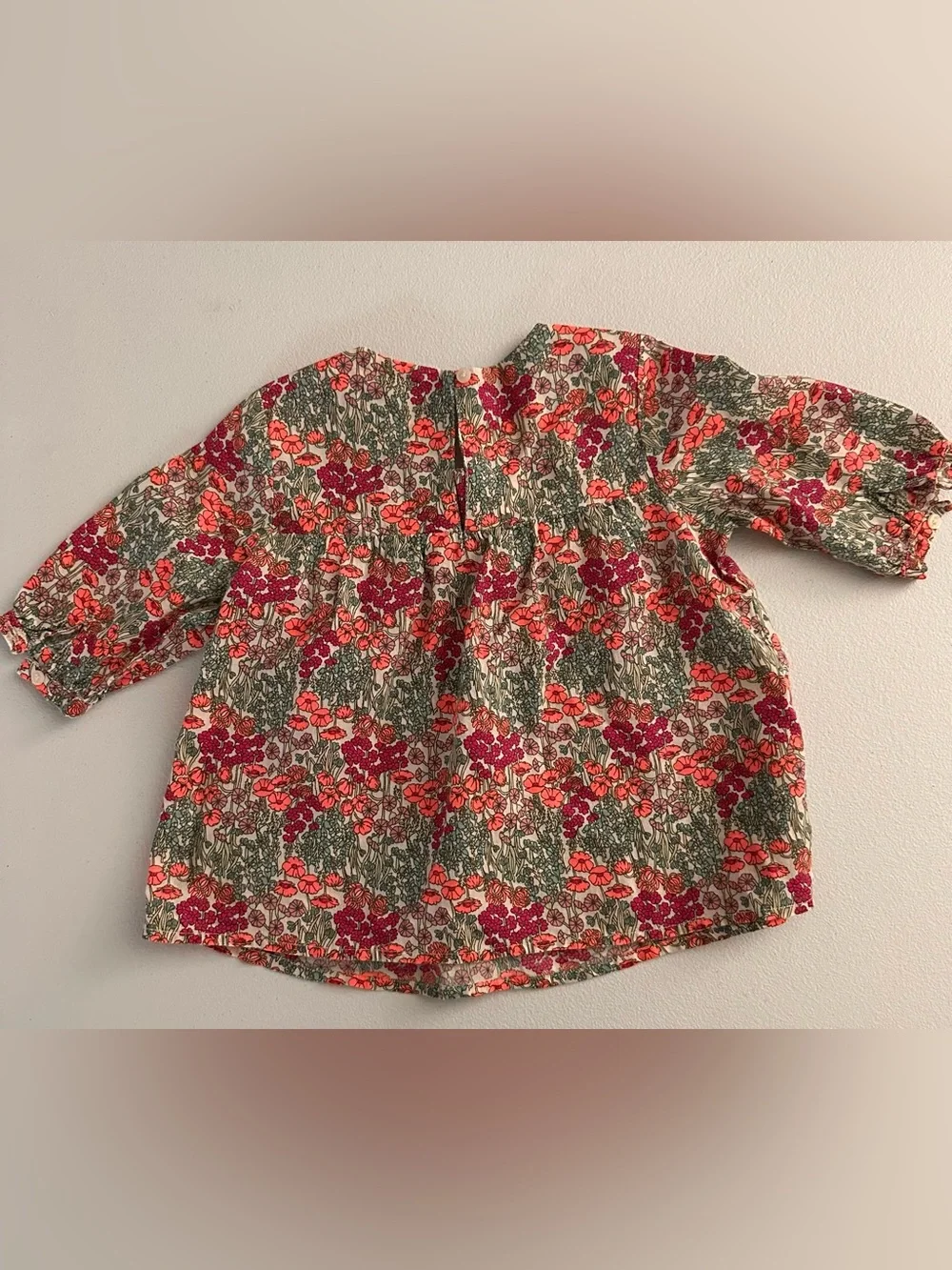 OshKosh B'gosh Cream Floral Top with Coral and Teal Flowers